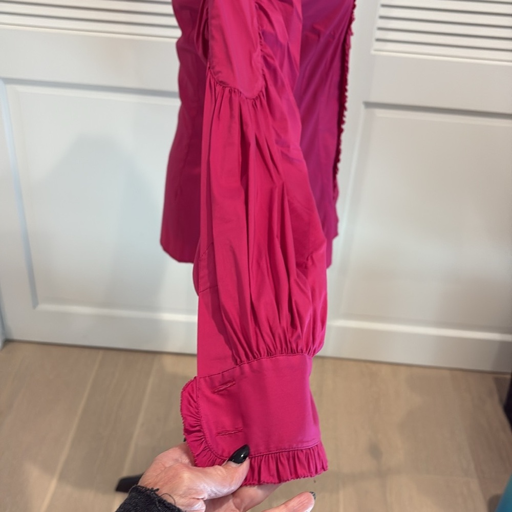 Robert Rodriguez Ruffled Pink Button-Up Blouse - Picture 3 of 5